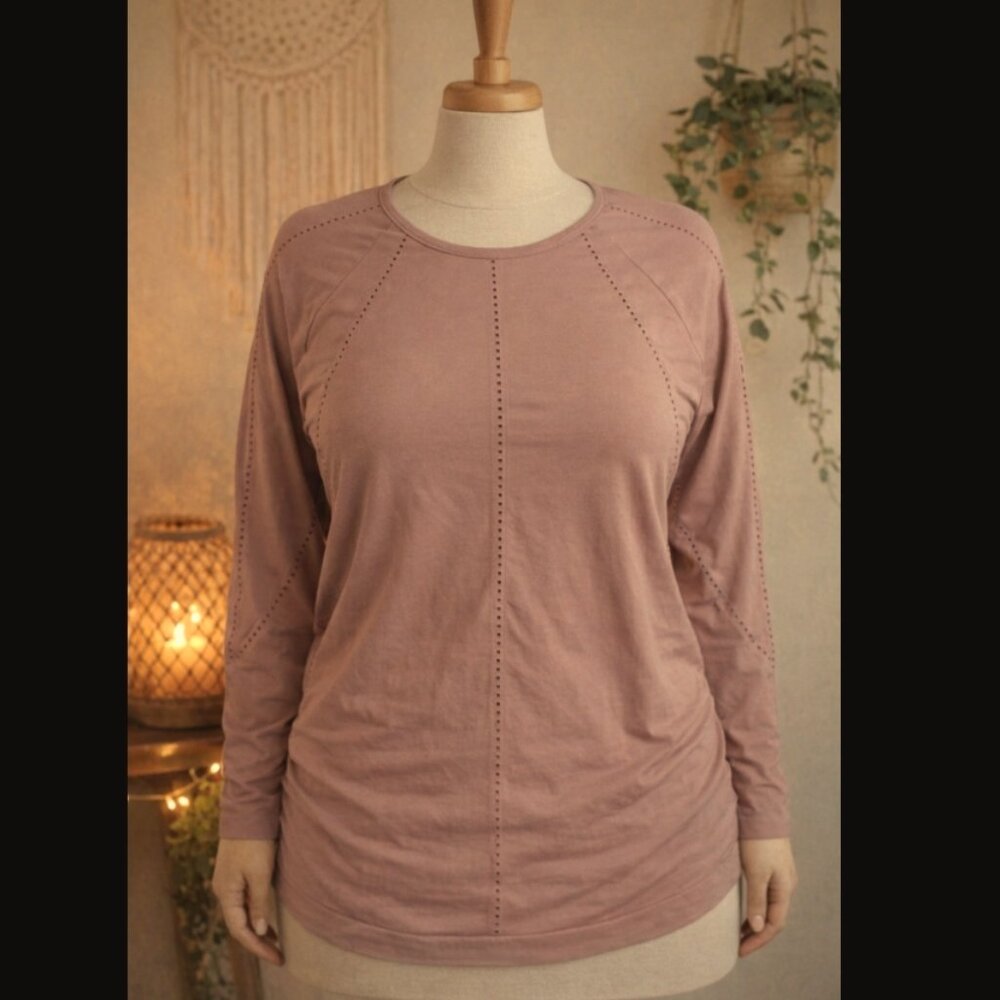 Athleta Performance Top XL Athleisure Minimalist Activewear Yoga Mauve Cutout